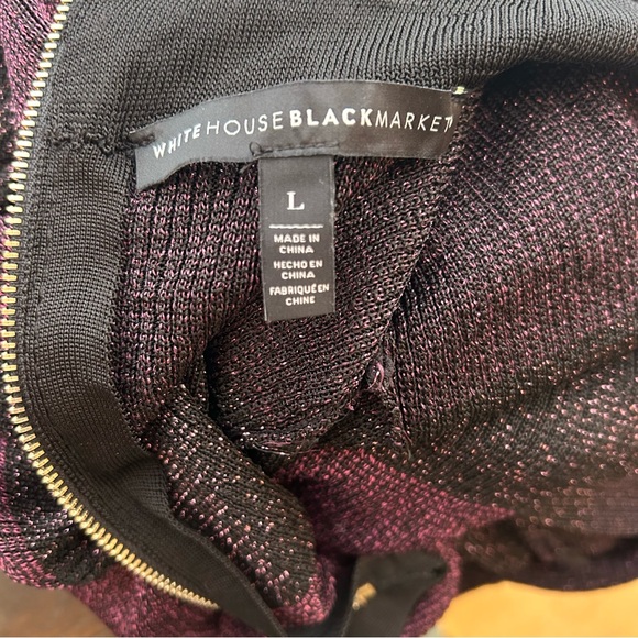 White House Black Market Long Sleeve Dress -‎ Metallic Black & Purple, Bodycon - Picture 8 of 10